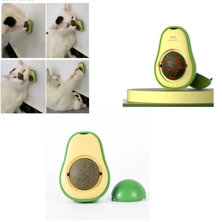 Avocado Catnip Wall Mint Ball For Cat Interactive Toys Edible Lollipop Balls Snack Healthy Rotatable Funny Cat Treats Kitten Toy PS334 PS-GR