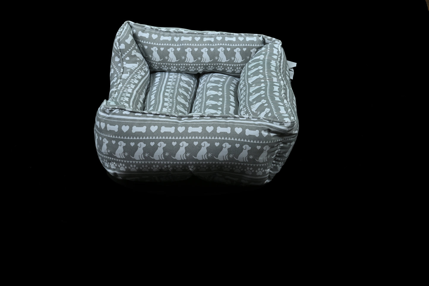 Grey Paws & Bones Pet Bed