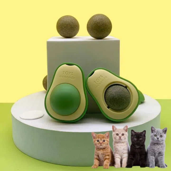 Avocado Catnip Wall Mint Ball For Cat Interactive Toys Edible Lollipop Balls Snack Healthy Rotatable Funny Cat Treats Kitten Toy PS334 PS-GR