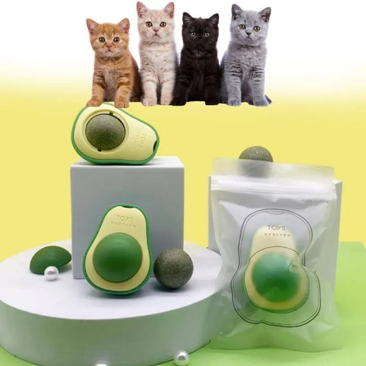 Avocado Catnip Wall Mint Ball For Cat Interactive Toys Edible Lollipop Balls Snack Healthy Rotatable Funny Cat Treats Kitten Toy PS334 PS-GR